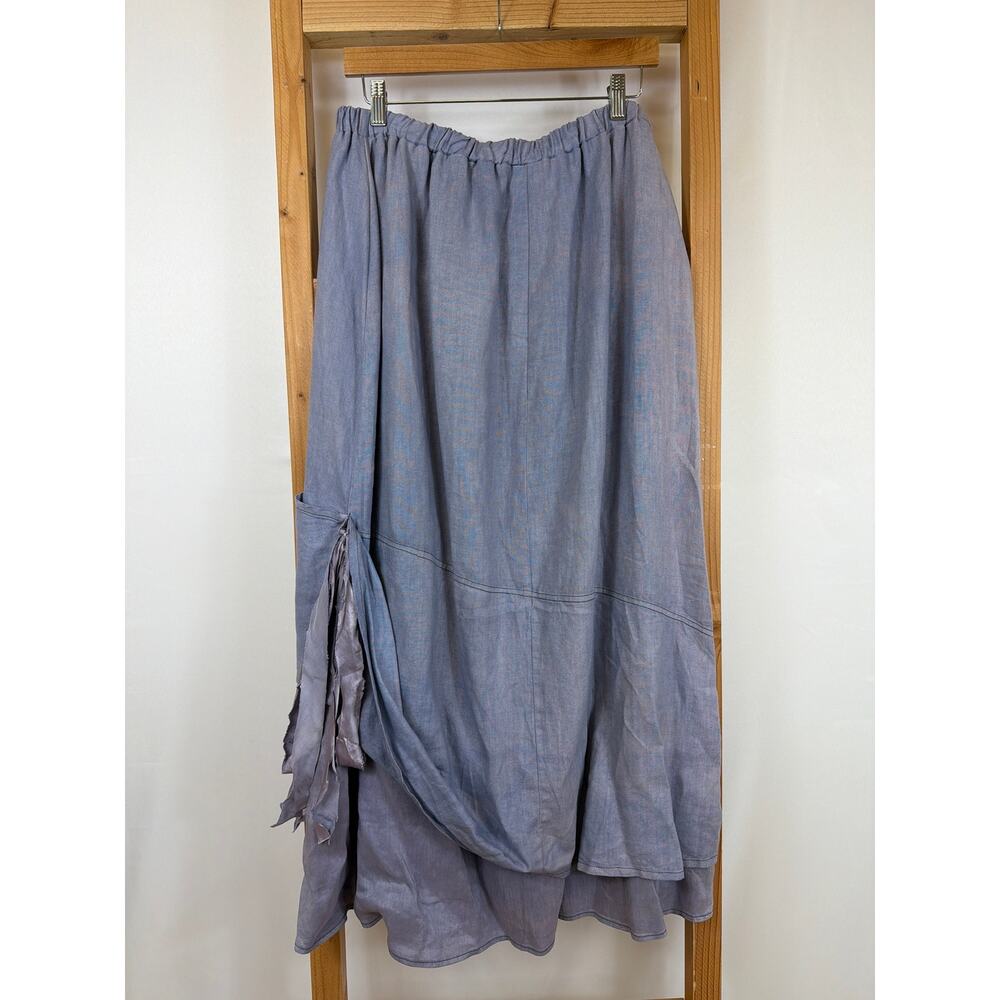 Cynthia Ashby Purple Stretch Waist Layered Ruffled Maxi Skirt Size M L ONE SIZE - Picture 6 of 7